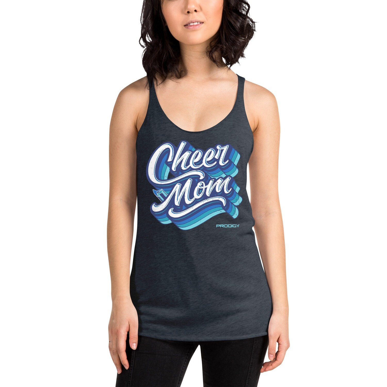 Women&#39;s Racerback Tank (Cheer Mom Trail-Blue), Color: Vintage Navy, Size: XS