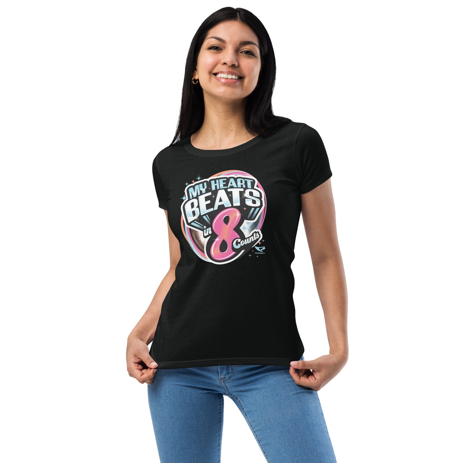 Women’s Fitted T-shirt (8 Count Heart) Women’s Fitted T-shirt (8 Count Heart), Color: Black, Size: XS