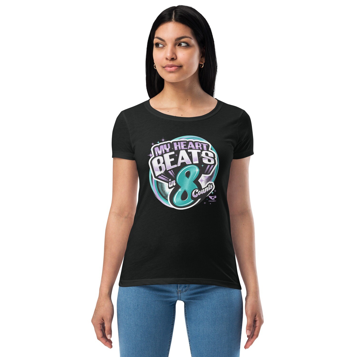 Women’s Fitted T-shirt (8 Count Heart 2) Women’s Fitted T-shirt (8 Count Heart 2), Color: Black, Size: XS