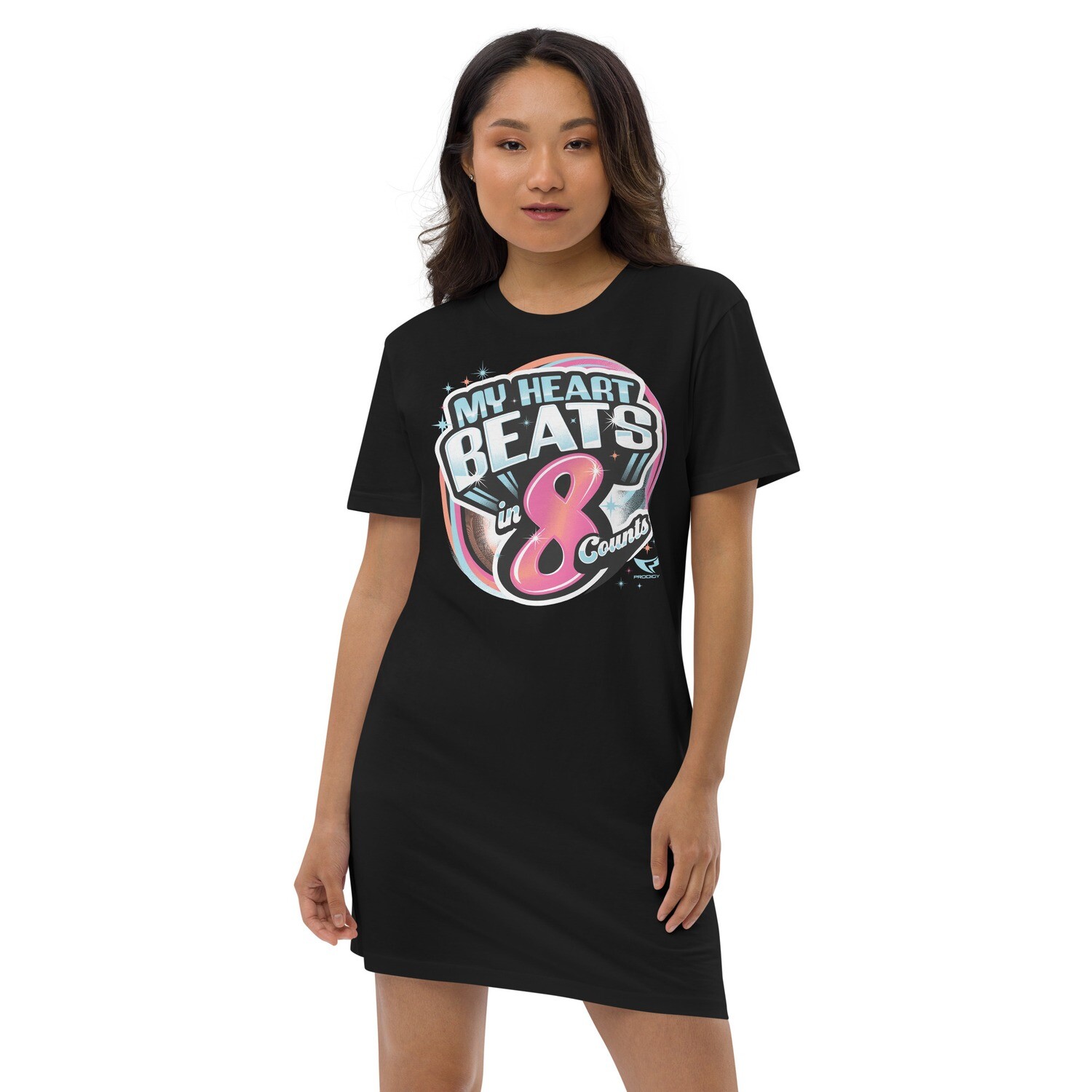 Organic T-shirt Dress (8 Count Heart) Organic T-shirt Dress (8 Count Heart), Color: Black, Size: XS