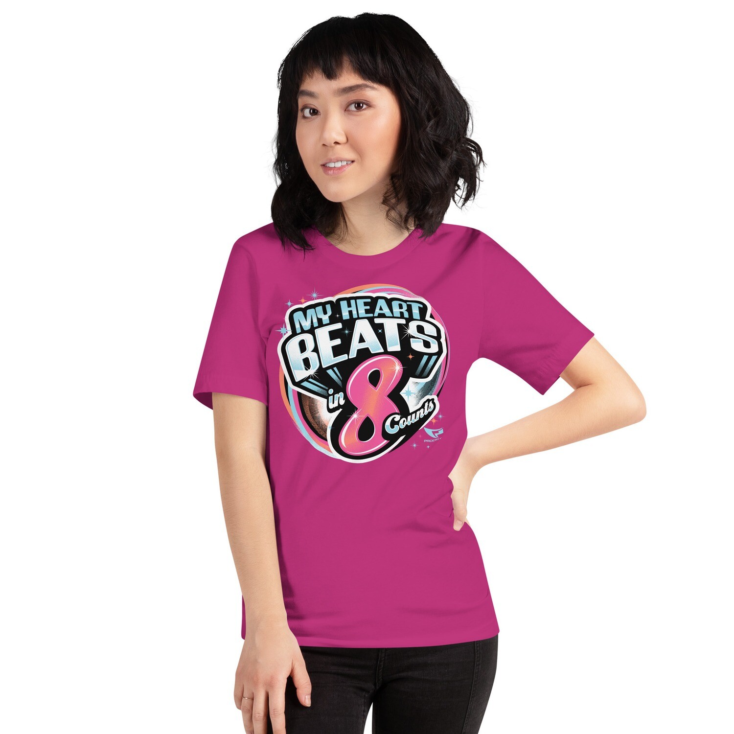 Unisex T-shirt (8 Count Heart) Unisex T-shirt (8 Count Heart), Color: Berry, Size: S