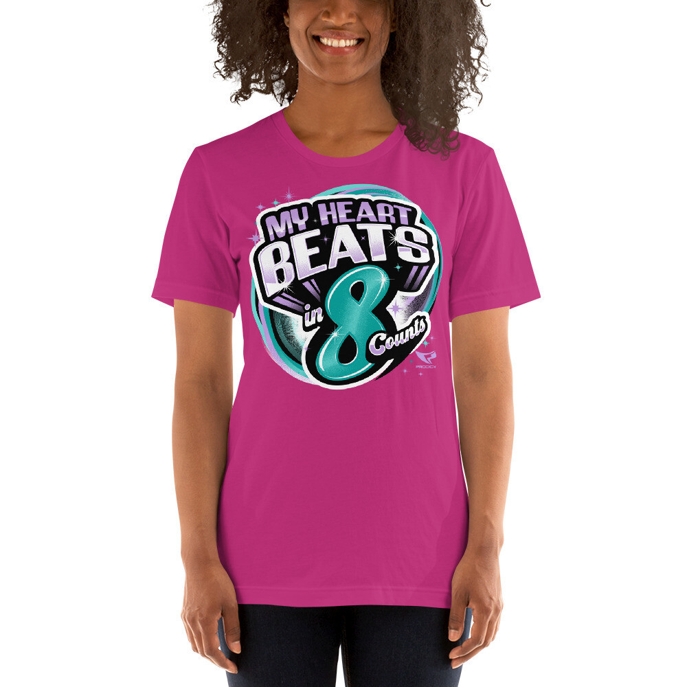 Unisex T-shirt (8 Count Heart 2) Unisex T-shirt (8 Count Heart 2), Color: Berry, Size: S