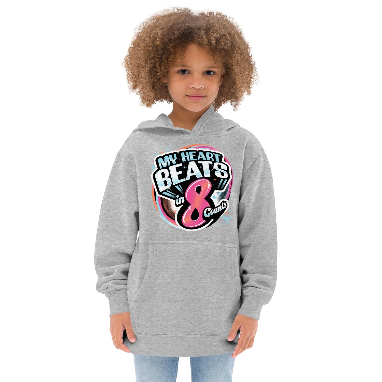 Kids Fleece Hoodie (8 Count Heart), Color: Athletic Heather, Size: S