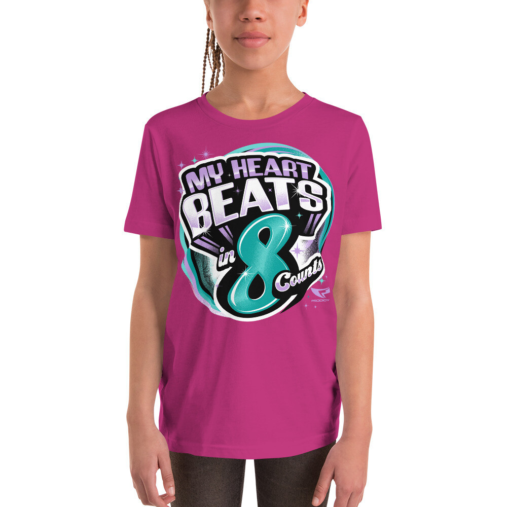Youth Unisex T-Shirt (8 Count Heart 2), Color: Berry, Size: S