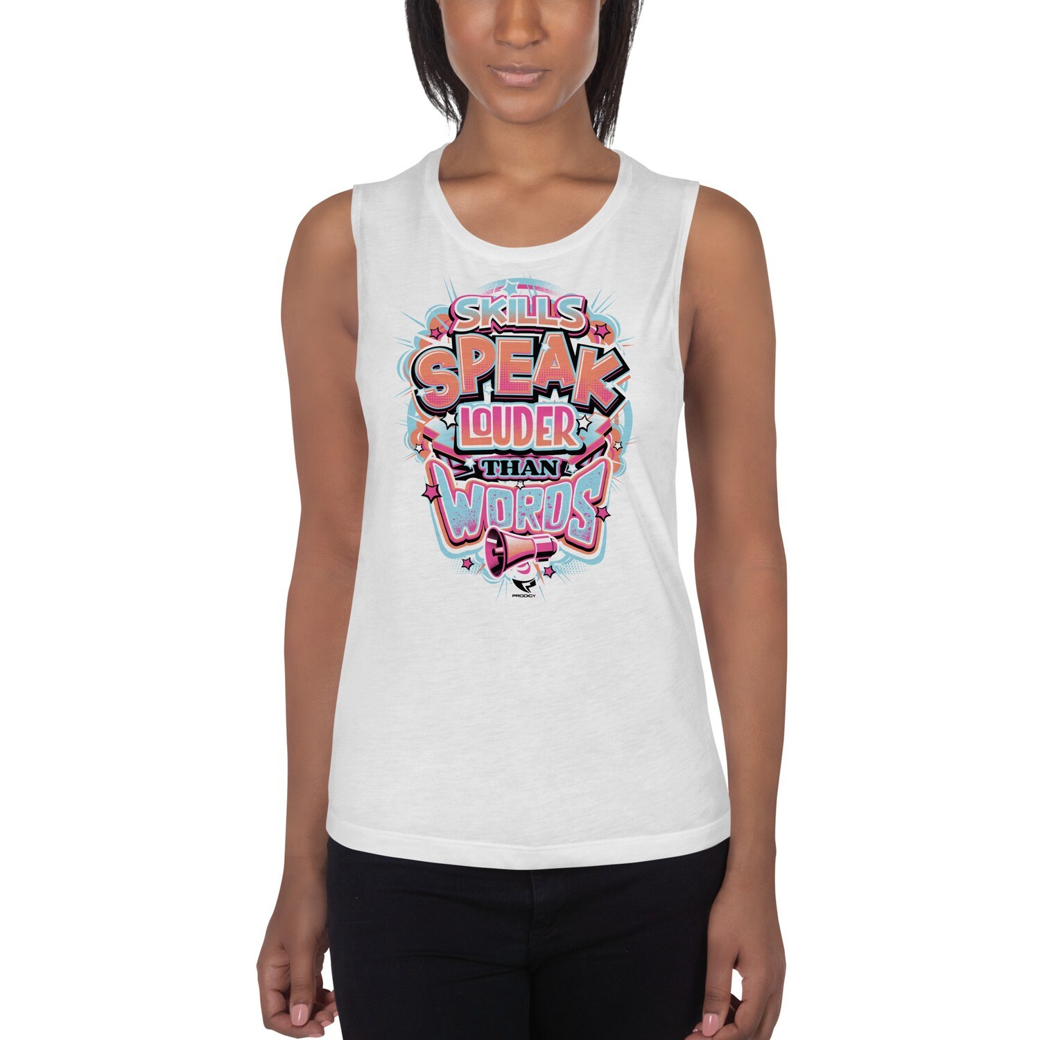 Ladies’ Muscle Tank (Louder Than Words), Size: S