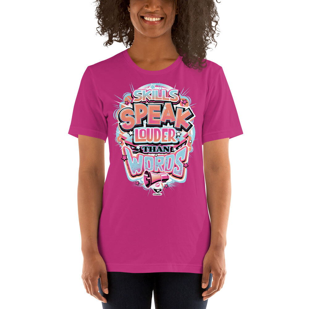 Unisex T-shirt (Louder Than Words), Color: Berry, Size: S