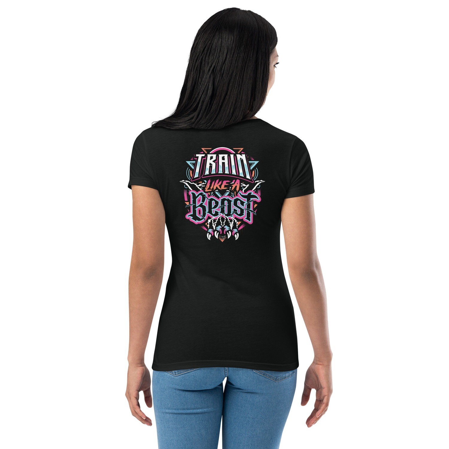 Women’s Fitted T-shirt (Beauty &amp; Beast), Color: Black, Size: XS