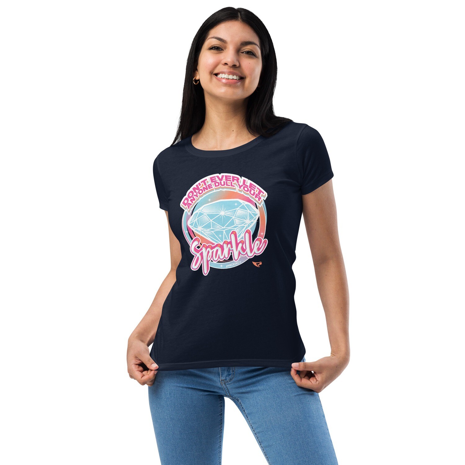 Women’s Fitted T-shirt (No Dull Sparkle), Color: Midnight Navy, Size: XS