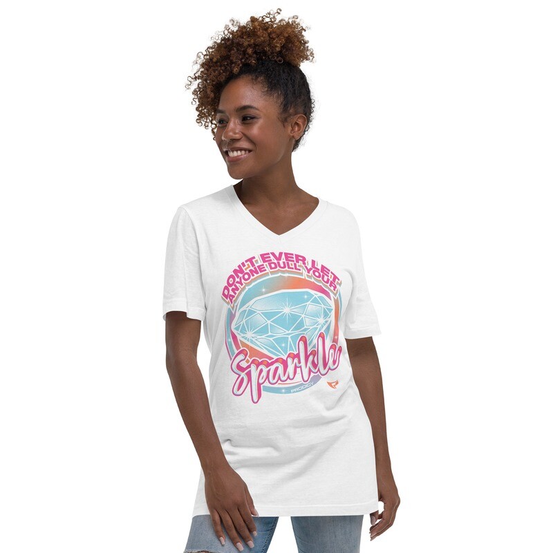 Unisex Short Sleeve V-Neck T-Shirt (No Dull Sparkle) Unisex Short Sleeve V-Neck T-Shirt (No Dull Sparkle)