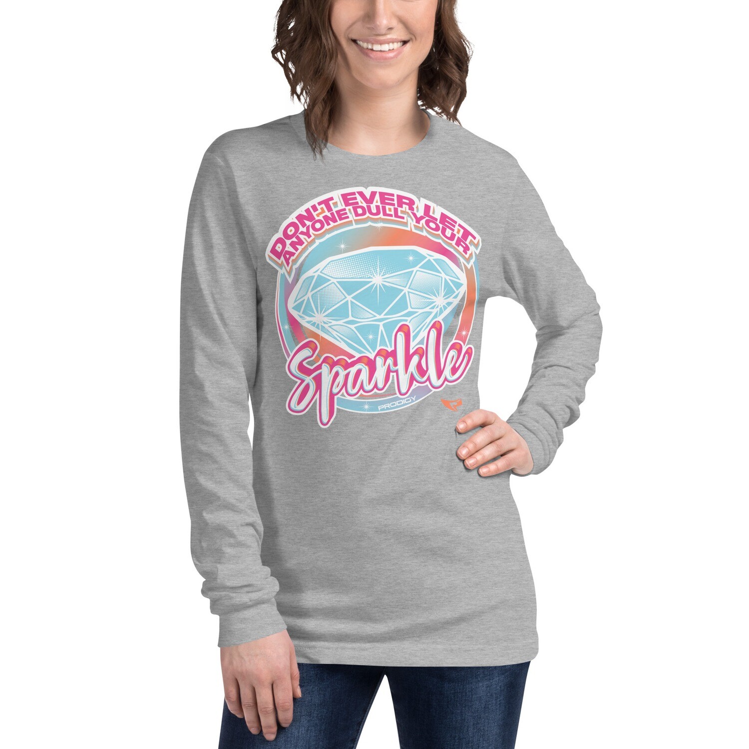 Unisex Long Sleeve Tee (No Dull Sparkle), Color: Athletic Heather, Size: XS
