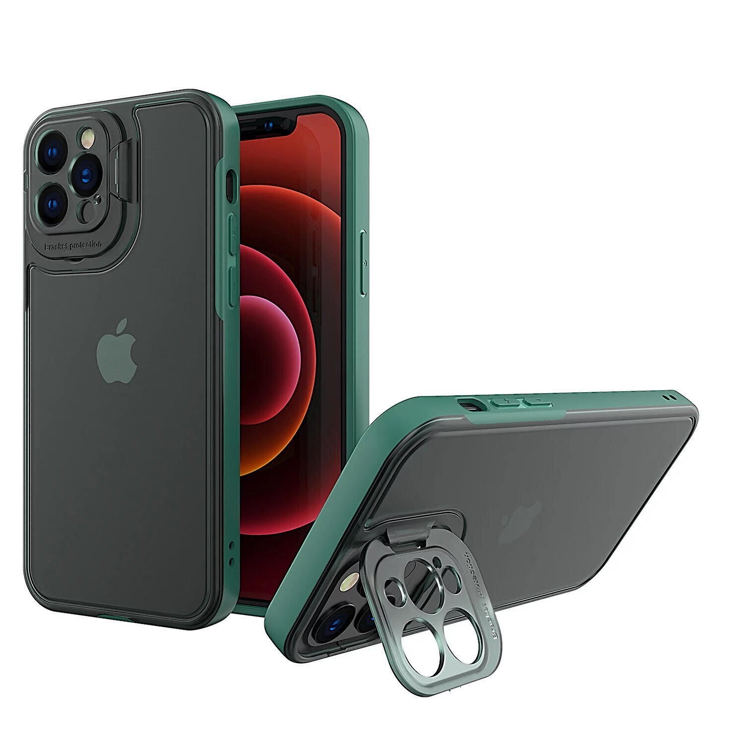 Funda para iPhone 13 Pro Max con protector de camara Verde