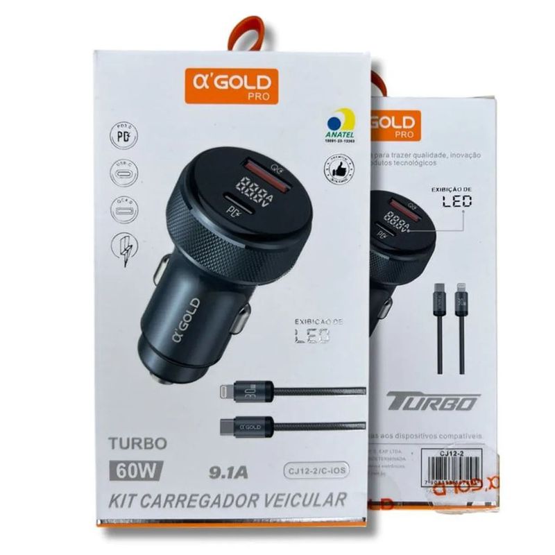 Cargador Para Auto Turbo 60W 9.1A