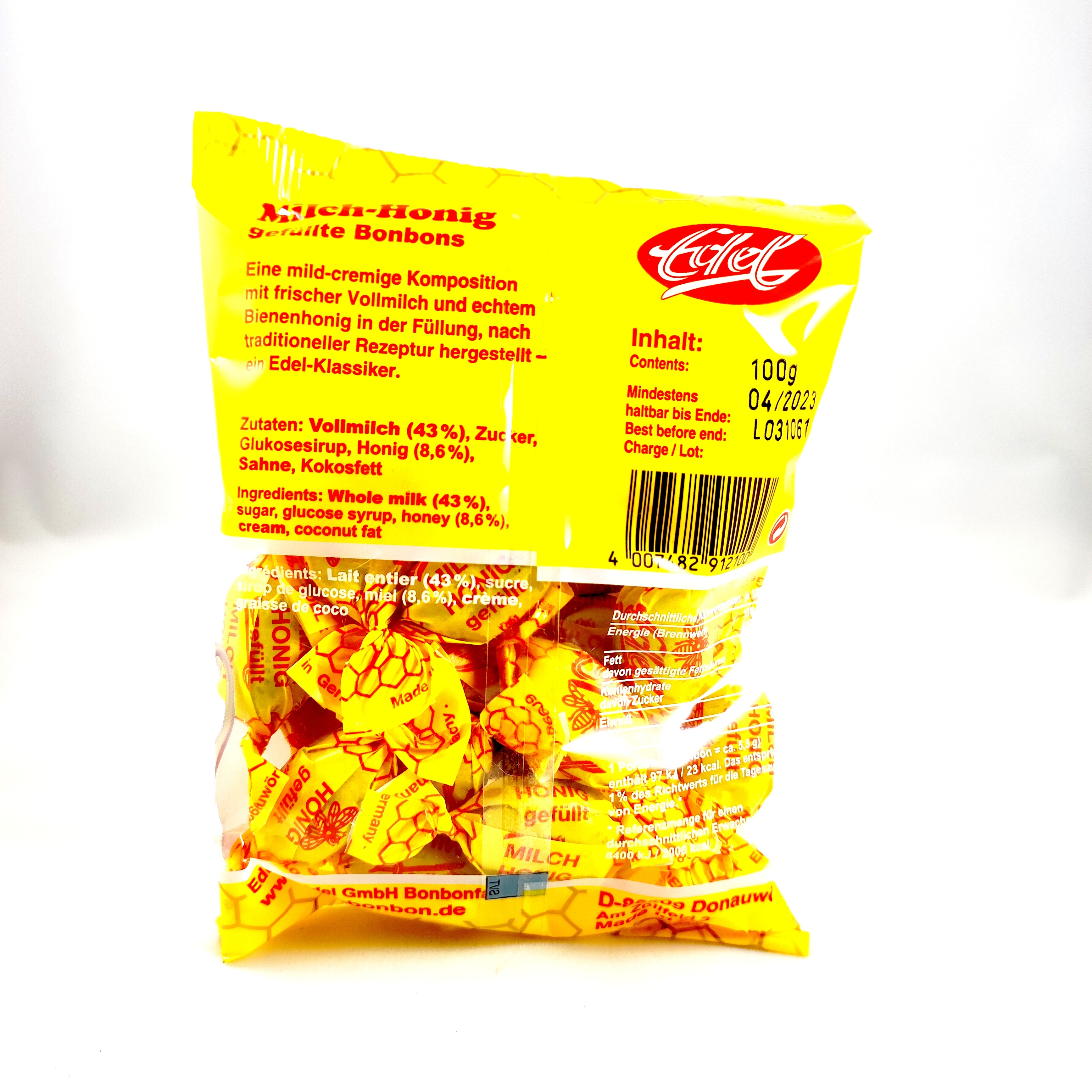 gefüllte Bonbons Milch Honig