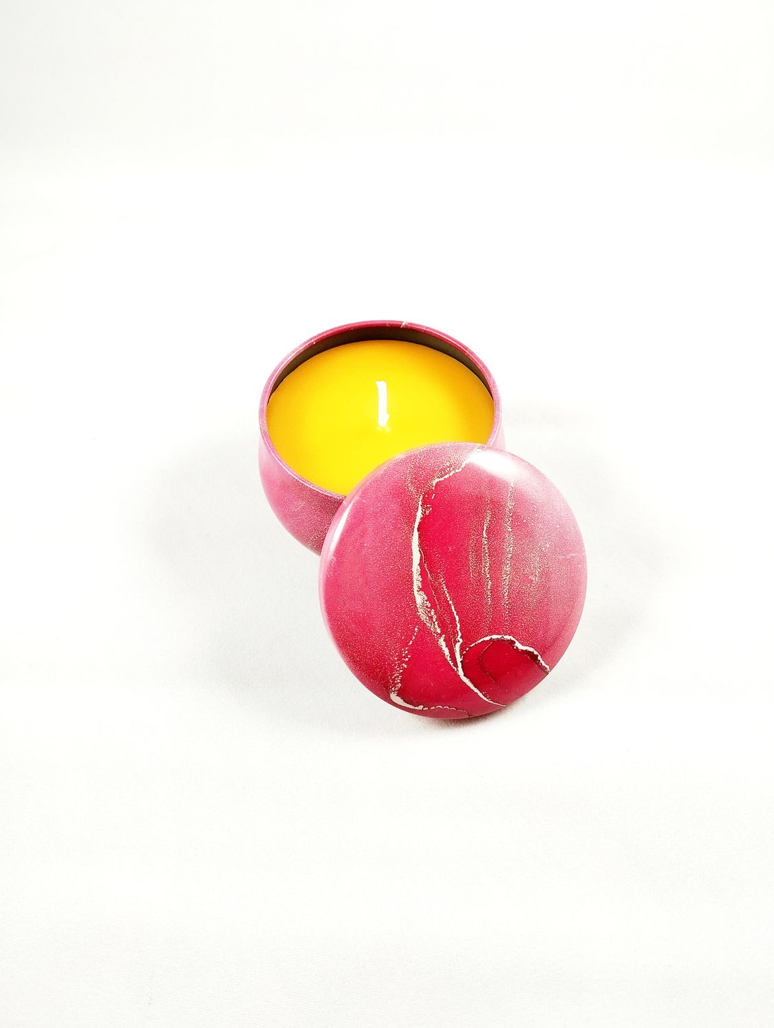 Kerze in der Dose pink