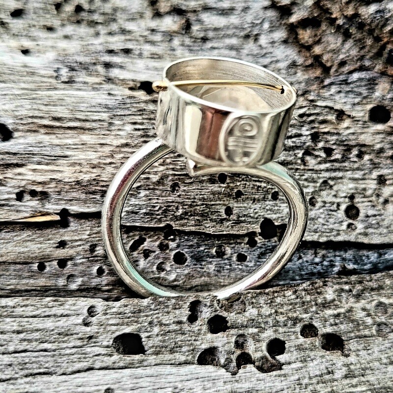 Anillo cuarzo ahumado plata oro