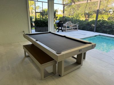Lounging &quot;Lanai&quot; Outdoor/Indoor 8&#39; Pool Table in Oyster Grey Finish