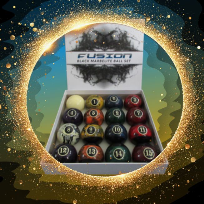 Fusion Black Marbelite Pool Ball Set