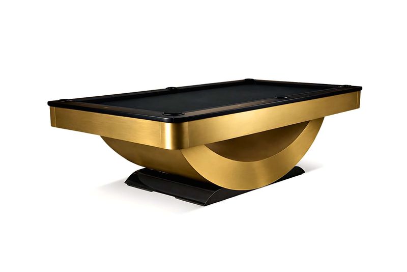Poshy Reverse Rainbow Slate Pool Table in Brushed Gold