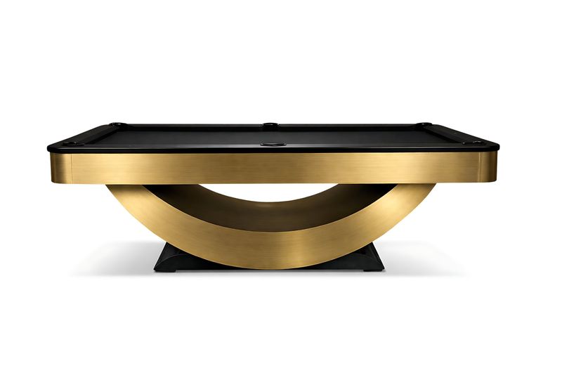 Poshy Reverse Rainbow Slate Pool Table in Brushed Gold
