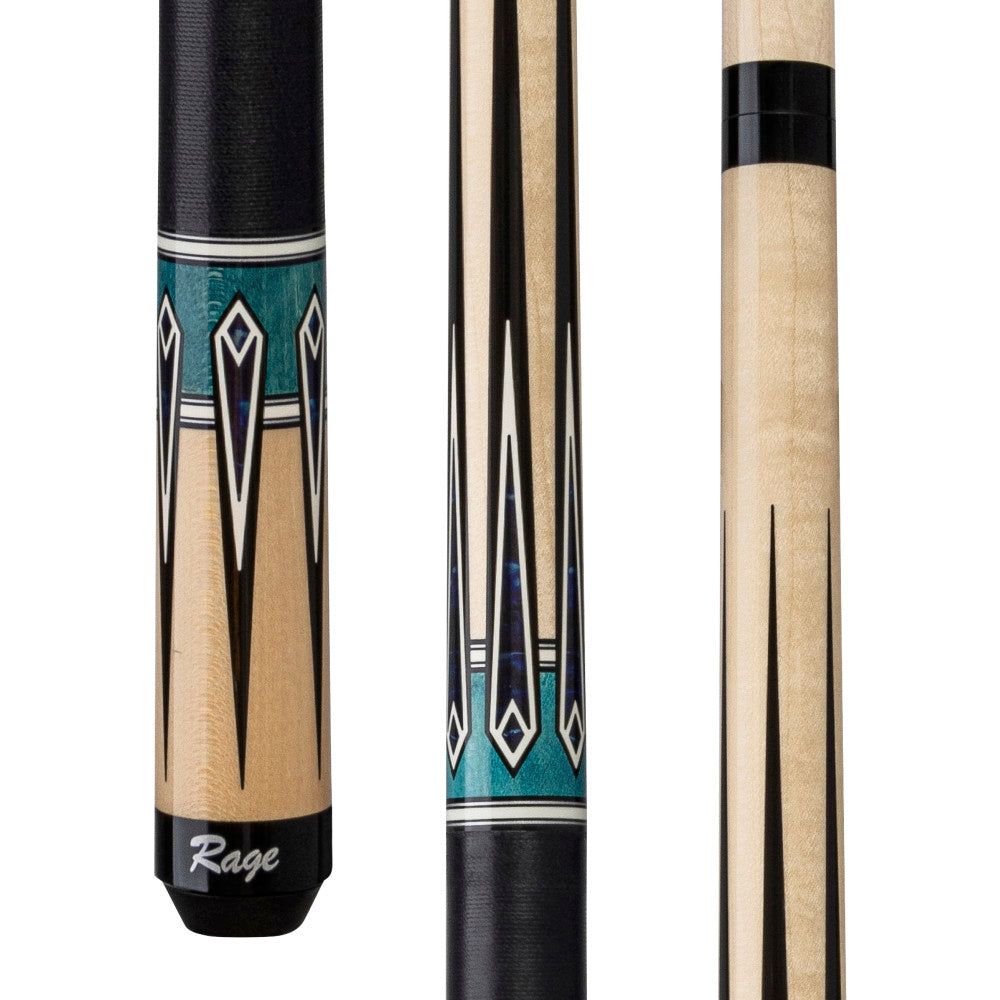 Rage Blue River Cue with Black Linen Wrap, 100% hard rock maple construction, product photo