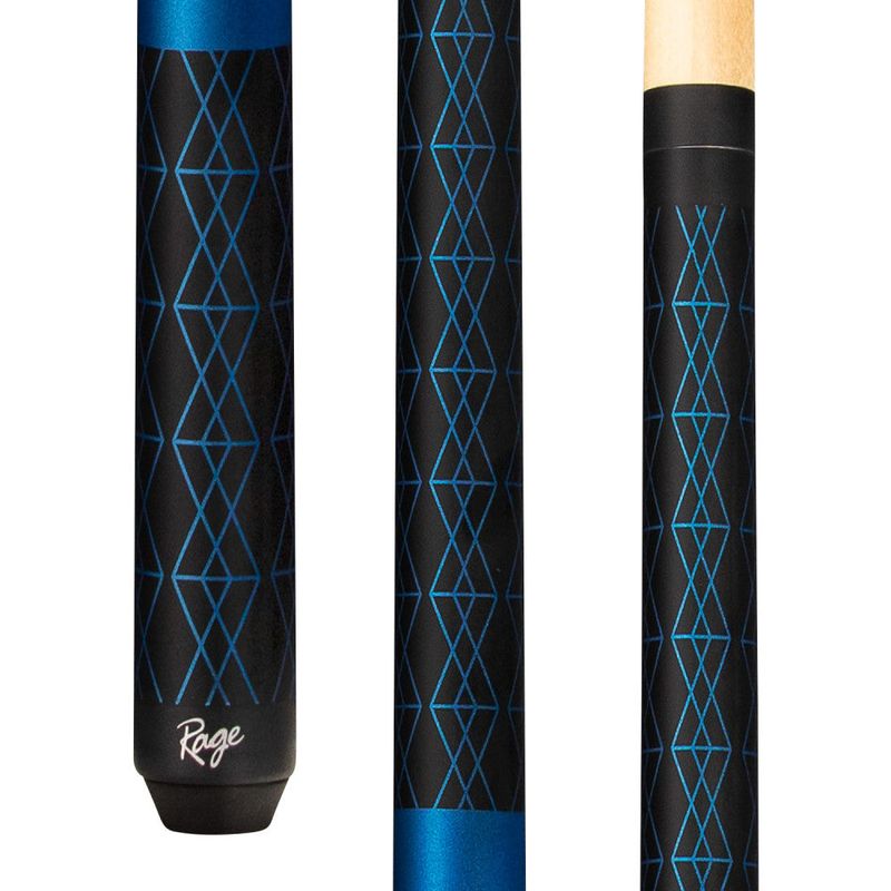 Rage Matte Blue Diamond Wrapless Cue, 100% hard rock maple construction, product photo