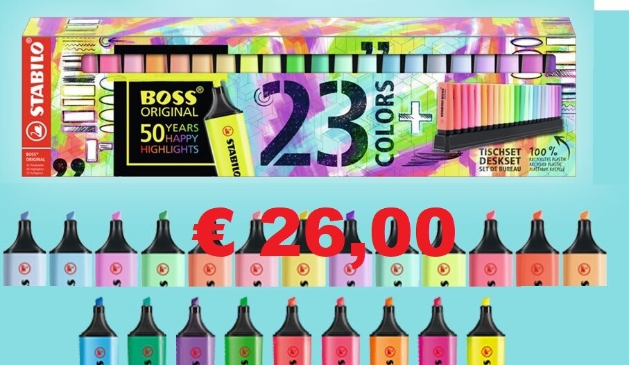 Evidenziatori Stabilo Boss 23 Colori ,9 Neon + 14
