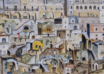 IL SASSO GIALLO Matera 50x70 olio su tela
