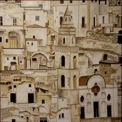 SAN PIETRO BARISANO Matera olio su tela 60x60