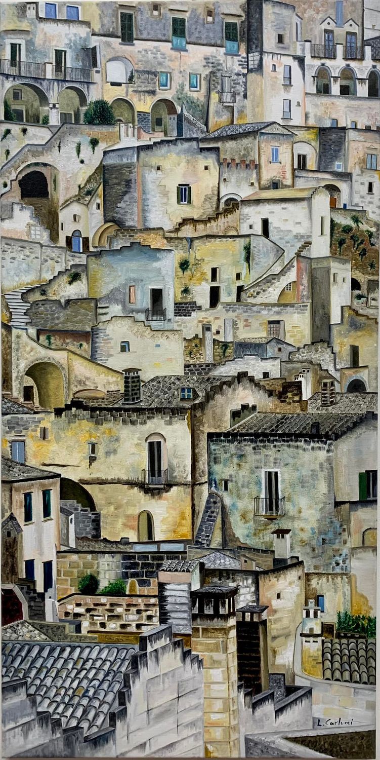 TETTI FRA I SASSI MATERA 50x100 olio su tela