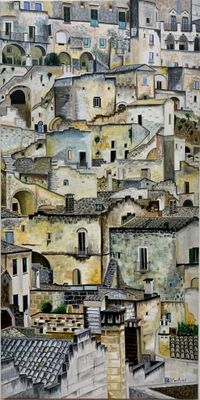TETTI FRA I SASSI MATERA 50x100 olio su tela