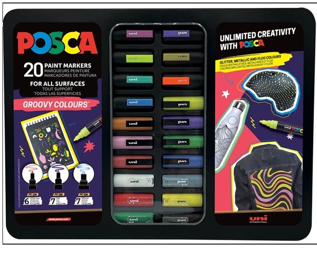 Posca GROOVY Marcatori Valigetta Metallo 20 COORI Assortiti