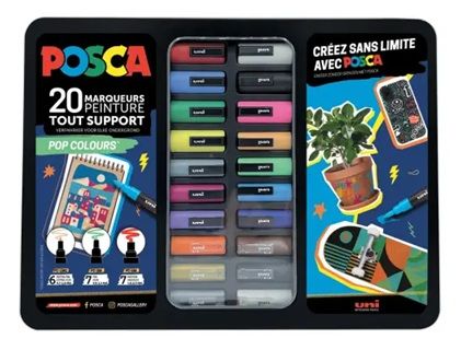 Posca Pop Marcatori Valigetta Metallo 20 Pezzi Assortiti