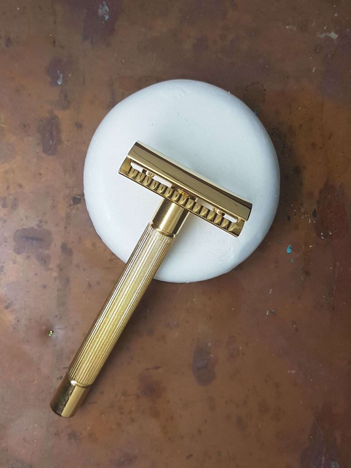 Rasierhobel  RMK Solingen, 24 K vergoldet, geschlossener Kamm,  Double Edge
