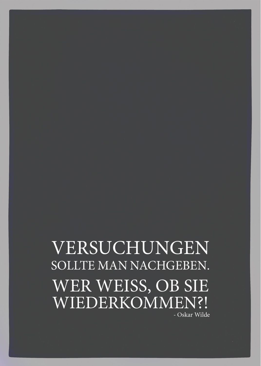 Geschirrtuch grau, "Versuchungen, ...", weiss