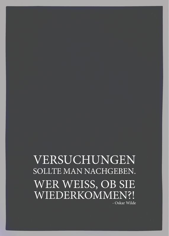 Geschirrtuch grau, "Versuchungen, ...", weiss
