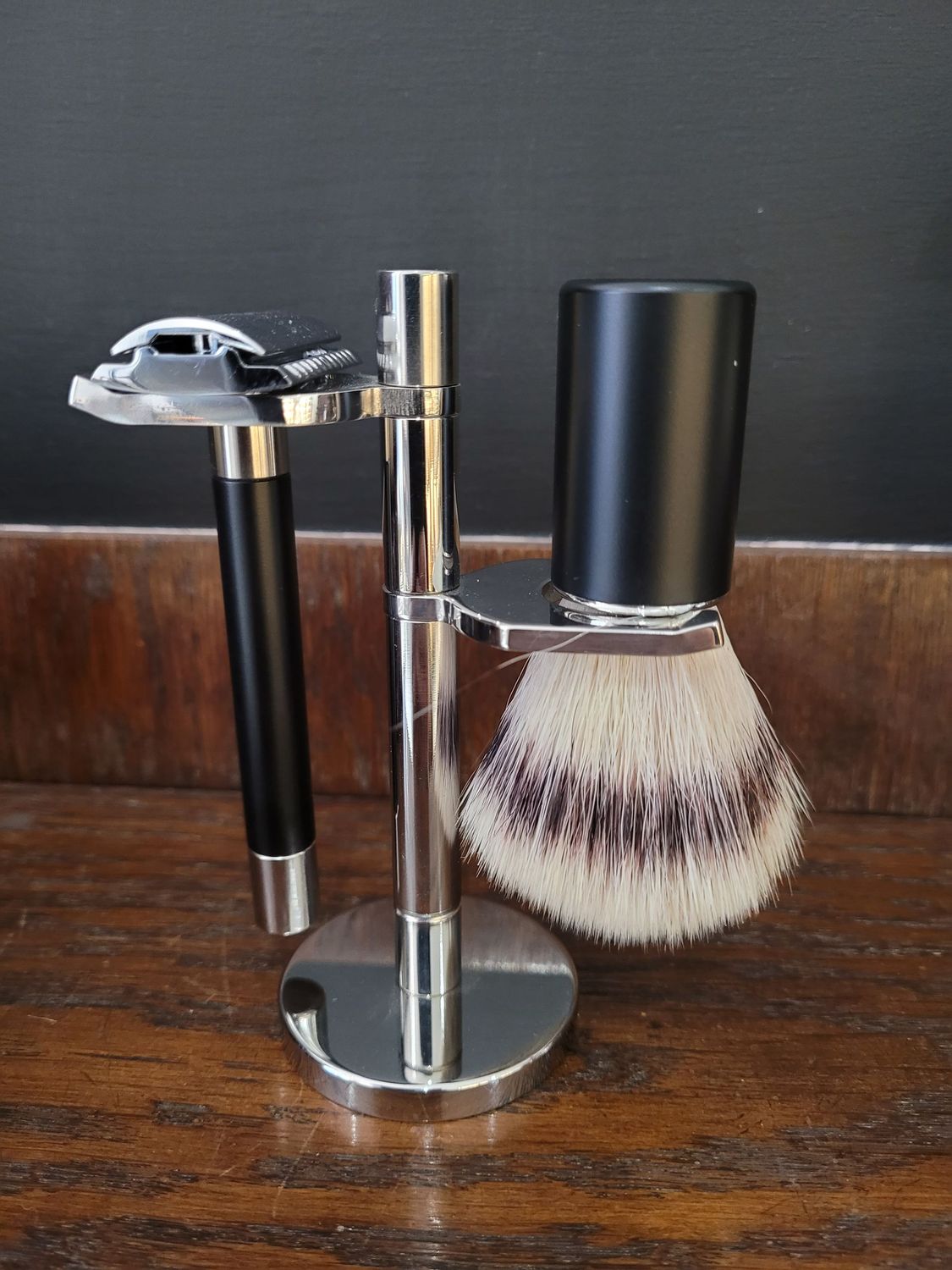 Exclusive Rasierset Edelstahl/schwarz RMK Solingen, Made in Germany