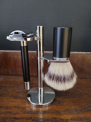Exclusive Rasierset Edelstahl/schwarz RMK Solingen, Made in Germany