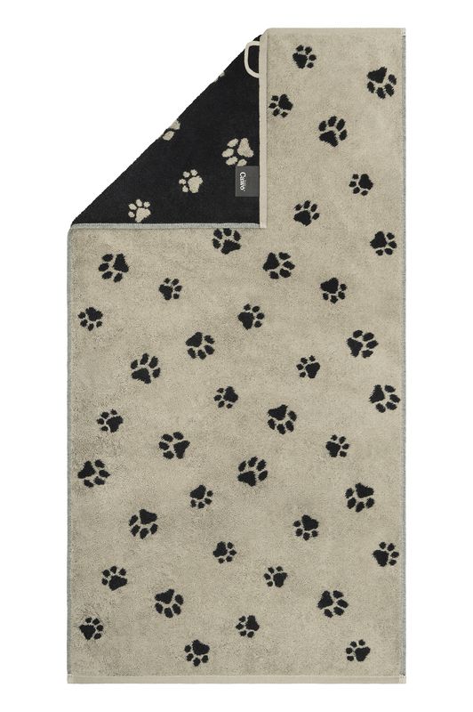 Cawö Handtücher WE LOVE DOGS Paws - Schwarz-Beige - Gästetuch 30x50 cm