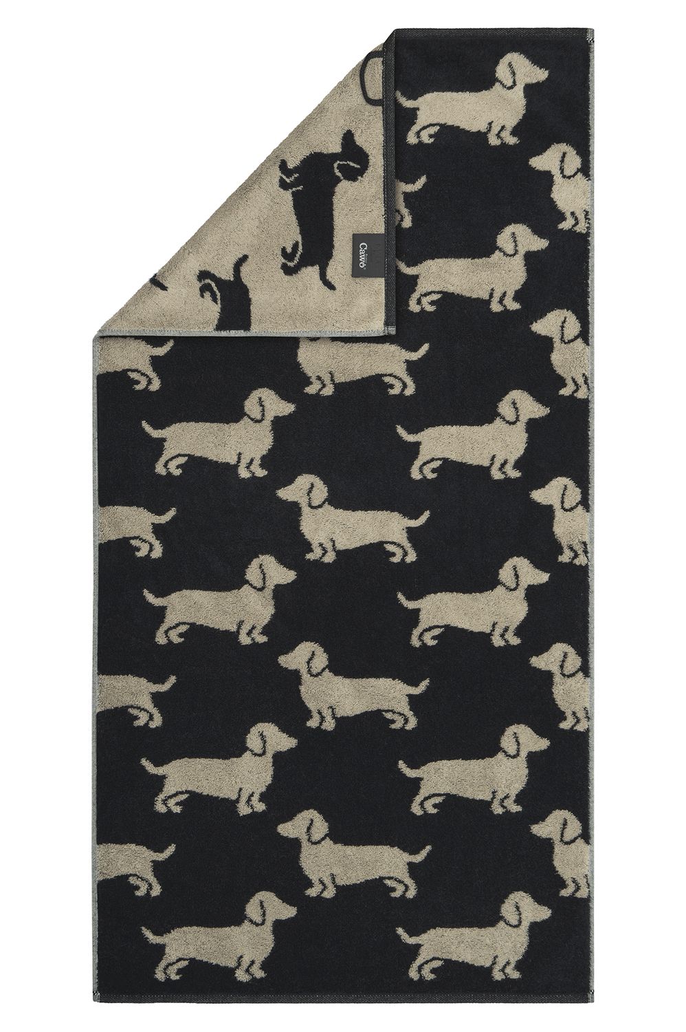 Cawö Handtücher WE LOVE DOGS - Schwarz-Beige  - Gästetuch 30x50 cm