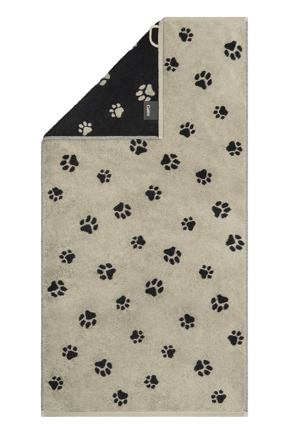 Cawö Handtücher WE LOVE DOGS Paws - Schwarz-Beige - Handtuch 50x100 cm