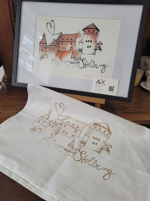 Geschirrtuch, Stolberg Burg, weiß - Halbleinen