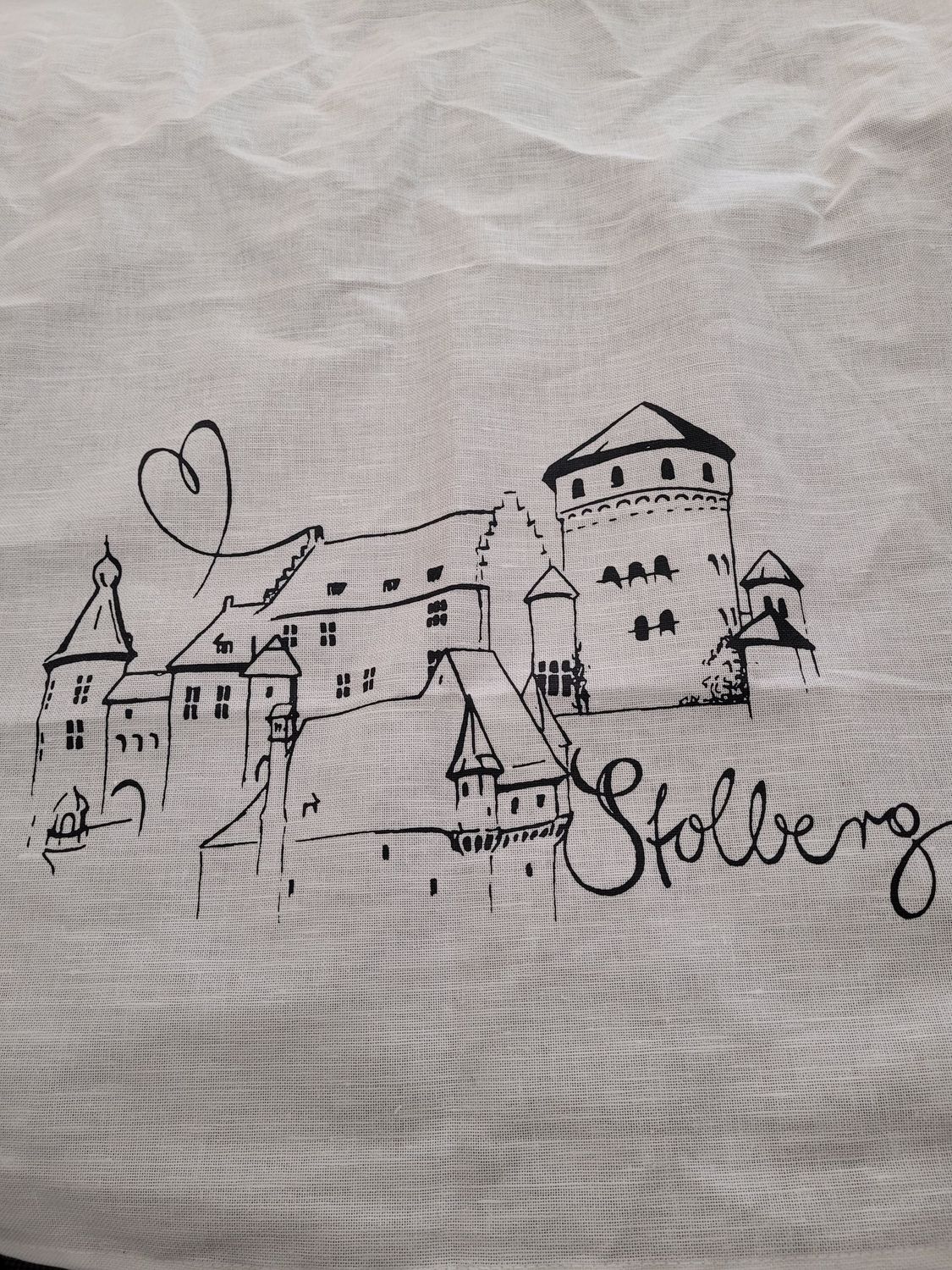 Geschirrtuch, Stolberg Burg, weiß - Halbleinen Geschirrtuch, Stolberg Burg, weiß - Halbleinen