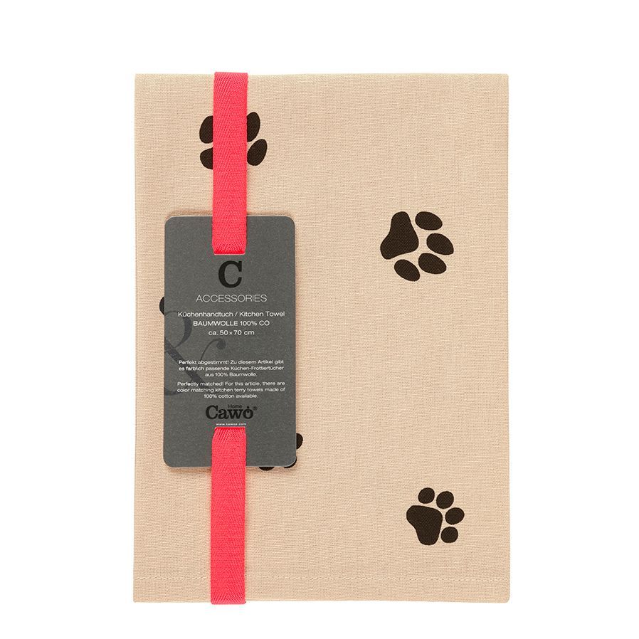 Geschirrtuch Pfoten viele schwarz/beige – 50x70 cm Geschirrtuch Pfoten viele schwarz/beige – 50x70 cm