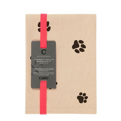 Geschirrtuch Pfoten viele  schwarz/beige – 50x70 cm