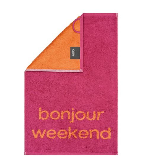 Gästehandtuch "bonjour weekend"  pink/orange   30x50cm