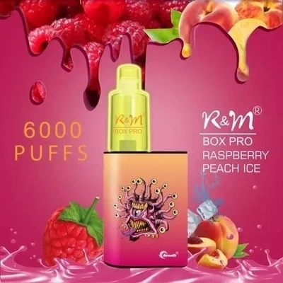 R and M Box Pro Raspberry Peach Ice 6000