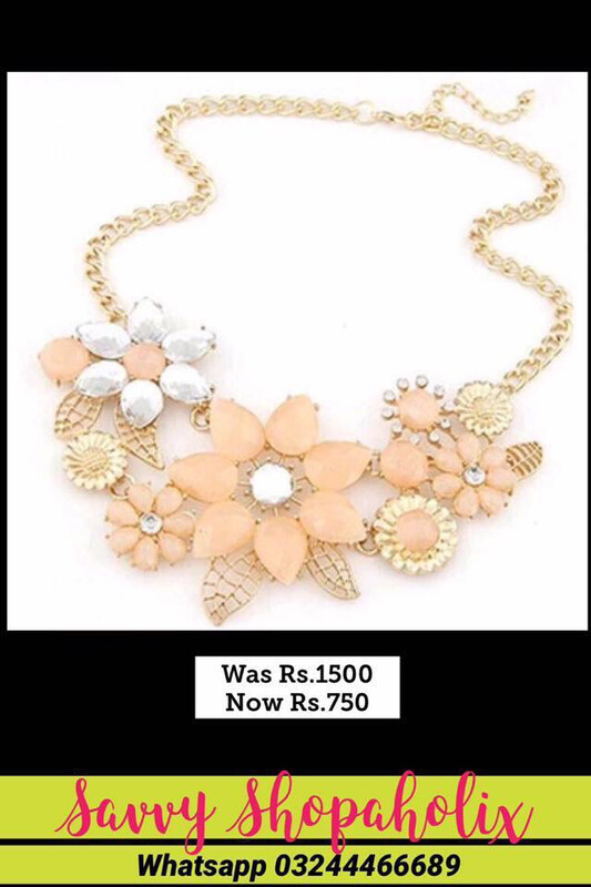 Peach And Gold Flower Necklace