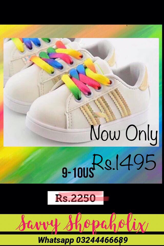 Rainbow Lace White Sneakers/ Shoes 