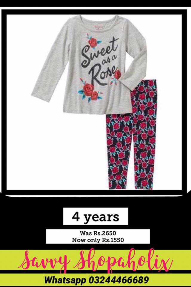 2pc Girl’s Outfit With Tights- Sweet As A Rose