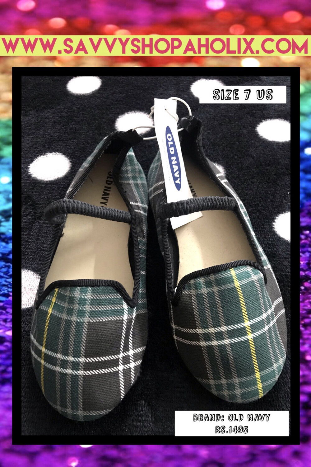 OLDNAVY Plaid Pumps/ Shoes, Size: 7 US